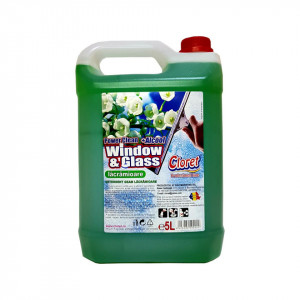 Solutie curatat geamuri, sticla, cu alcool, Lacramioare, 5L, Cloret