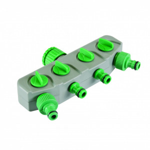 Splitter gradina 4 iesiri cu robinet , Silverline 4-Way Tap Connector