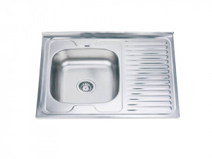 Chiuveta Fabiano, inox de 0,6mm, 600x800mm, sifon diametru mare inclus, cuva 160mm, cuva pe stanga, Lucios