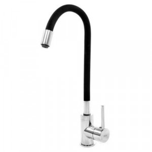 Baterie bucatarie pipa flexibila neagra monocomanda cartus ceramic 35mm inox 304 , Fabiano
