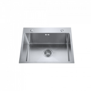 Chiuveta Fabiano, inox de 1,3mm, 530x430mm, argintiu, sifon diametru mare inclus, cuva 200mm, Lucios