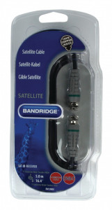 Cablu antena satelit, receiver, 5m, cablu 100% cupru, mufe placate aur 24K, Bandridge