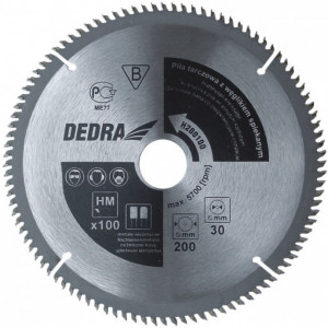 Disc circular pentru taiat aluminiu , metale neferoase , 250mm x 100T x 30mm , dinti vidia , Dedra