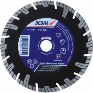 Disc diamantat , 350 x 25.4mm , taie caramida , piatra , beton , Dedra Turbo-T