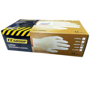 Set 100 manusi, unica folosinta, latex, usor pudrate, alb, XL, F.F. Group