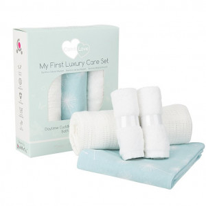Set 4 piese baie bebelusi, luxury, 2 paturici, 2 prosoape spalat, fibre bambus, CuddleCo