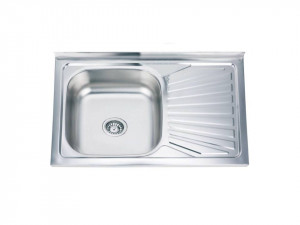 Chiuveta Fabiano, inox de 0,6mm, 500x800mm, sifon diametru mare inclus, cuva 160mm, cuva pe stanga, Lucios