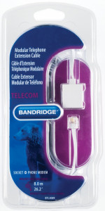 Cablu prelungitor telefon fix, RJ12 mama-tata, mufa placata aur 24K, cablu 100% cupru, 8m, Bandridge