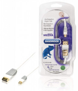 Cablu profesional mini display port mini - display port , 3 m, mufe placate aur 24K, Bandridge