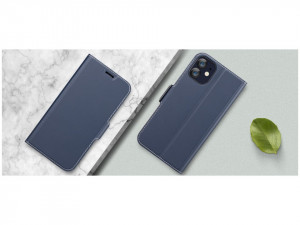 Carcasa telefon flip pentru Apple Iphone 12 mini 5.4" 2020, albastru inchis, Holidi