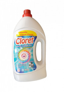 Detergent rufe albe gel concentrat, 85 spalari, anti calcar, 3L, enzyme tehnology, Family Pack, Cloret