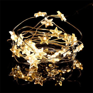 Instalatie becuri led decorativa Craciun, baterii, 2.3m, 20 LED, stelute, Melinera