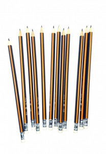 Set 12 creioane cu radiera, HB, triunghi, 190mm, grafit, Jiang Bo