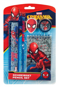 Set 5 piese desenat, rigla, creion, carnetel, ascutitoare,Spiderman, Marvel