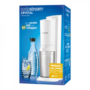 Set aparat pentru preparat bauturi carbogazoase SodaStream Crystal Premium, alb, 1 carafa de sticla, cartus CO2 incluse