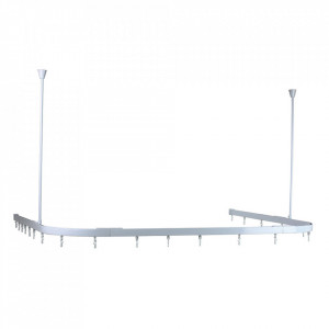 Suport perdea baie modular, tavan, alb, aluminiu , 120/230/260 x 39/25/68 cm, Plumbob