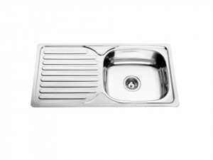 Chiuveta Fabiano, inox de 0,6mm, 780x430mm, sifon diametru mare inclus, cuva 160mm, cuva pe dreapta, Lucios