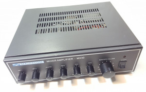 Amplificator 30W tip public adress Majorcom MX30 ,egalizator , intrare de microfon ,iesiri 4-16Ω si 100v