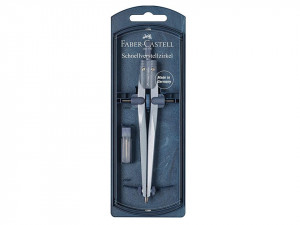Compas profesional, 175mm, cui/creion, albastru, Faber Castell