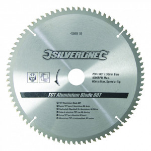 Disc 250mm pentru taiat aluminiu , metale neferoase, aliaje ușoare Silverline 80T