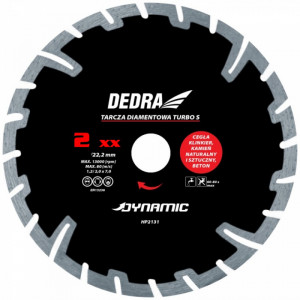 Disc diamantat TURBO S , 230 x 22.2mm , taie caramida , piatra , beton , Dedra