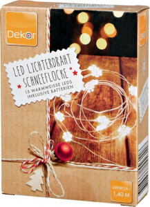 Instalatie becuri led decorativa Craciun, baterii, 1.4m, 15 LED, fulgi, Dekor