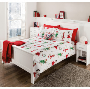 Lenjerie de pat ,1 plic pilota, 2 fete perna, 2 persoane, 225x 220cm, 48 x 74cm, double, vintage christmas, George Home