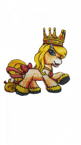 Petic textil, patch brodat , 74 x 70mm, Filly, aplicare la cald, Kleiber