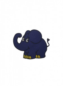 Petic textil, patch brodat , 75 x 60mm, elefant albastru, Wenco
