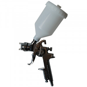 Pistol de vopsit cu aer comprimat, rezervor plastic pozitionat sus, 600ml Pansam