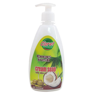 Sapun lichid, 500ml cu dispenser manual, Cocos fresh - cream soap, PH - control, Cloret