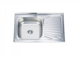 Chiuveta Fabiano, inox de 0,6mm, 500x800mm, sifon diametru mare inclus, cuva 160mm, cuva pe dreapta, Satinat