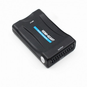 Adaptor de la HDMI la SCART, Full HD, convertor hdmi digital la Scart analogic cu mufa video si sunet audio mama, cablu alimentare USB 5V