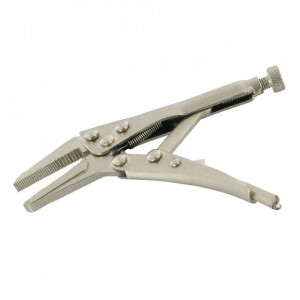 Cleste autoblocant mini, cioc lung, otel nichel, 125mm, Silverline