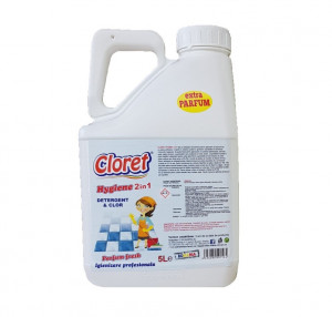 Detergent igienizant suprafete pe baza de clor, concentrat, 2 in 1, 5L, Hygiene, Cloret