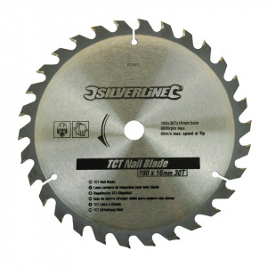 Disc circular TCT 30T0 ° , 30 dinti , 190 mm x 16 mm , Silverline TCT Nail Blade 30T
