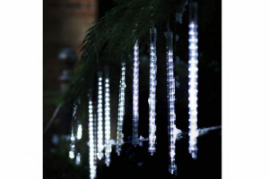 Instalatie de Craciun, 120 LED, 10 turturi, lumina alba, tub 21cm, acoperire 4m, temporizare, Melinera