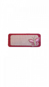 Petic textil, patch brodat , 65 x 28mm, aplicare la cald, roz, Wenco