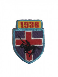 Petic textil, patch brodat , 72 x 52mm, emblema polo 1936, Wenco