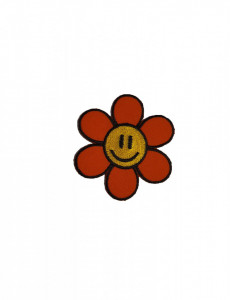 Petic textil, patch brodat , 72 x 72mm, floare smiley face, aplicare la cald, Wenco