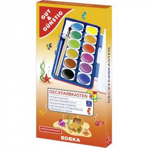 Set 12 acuarele, culori detasabile, tub alb, pensula, Edeka