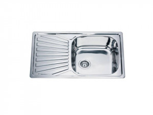 Chiuveta Fabiano, inox de 0,6mm, 500x800mm, sifon diametru mare inclus, cuva 160mm, cuva pe dreapta, Lucios