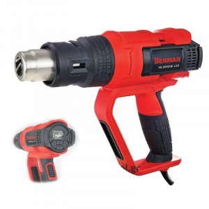 Pistol aer cald profesional, putere variabila, 50 - 600 grade, 2000W, control precis avansat temperatura, trusa, afisaj lcd, Benman