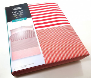 Lenjerie pentru pat de 2 persoane , George Home Red Stripe