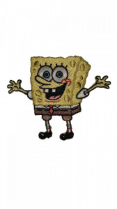Petic textil, patch brodat , 75 x 90mm, Spongebob, aplicare la cald, Wenco