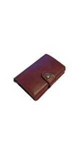 Port card 2 in 1, aluminiu, piele sintetica, 12 carduri, maro-visiniu, VKTools
