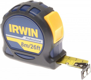 Ruleta profesionala , 8 m X 25 mm carcasa din cauciuc, rezistenta la impact, Irwin