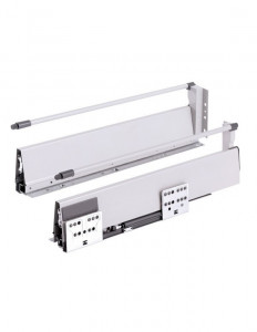 Sertar cu amortizare , tuburi glisare si laterale metalice, gri, 400 mm, inaltime 86-164 mm, F.F. Group