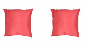 Set 2 perne decorative premium, 43 x 43 cm, satin rosu, husa detasabila, George Home