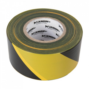 Banda de siguranta, semnalizare perimetru, 70mm x 500m, negru/galben, Fixman
